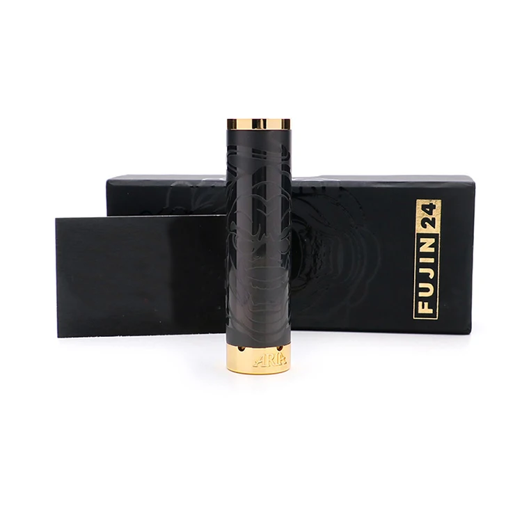 

Limited Edition Fujin 24 Mod Stainless Steel Mechanical Vape Mod 24mm 24k Gold Plated Firing Button Fit 18650 Battery