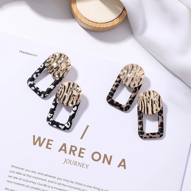 3pairs/lot Sweet Geometric Square Earrings Metal Wave Wafer Exaggerated | Украшения и аксессуары