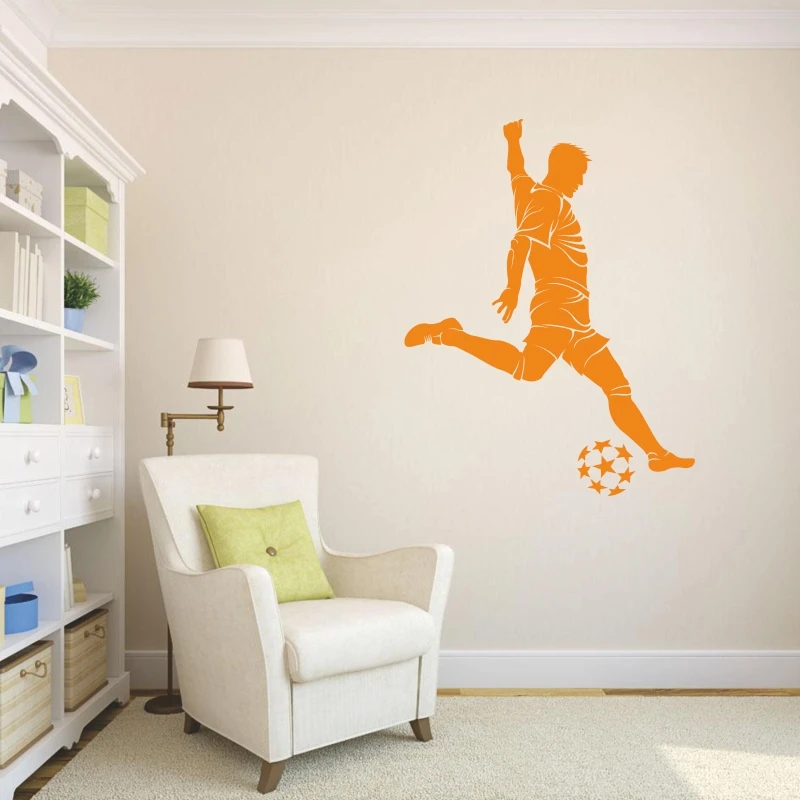 Futbol etiqueta nombre de la habitacion los ninos постеры etiquetas engomadas pared del vinilo Декор Паредес f862|Наклейки