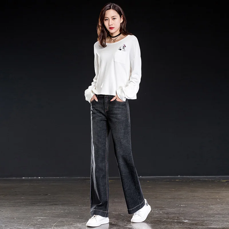 Свободные широкие потертые джинсы новинка 2019 винтажные высокие повседневные