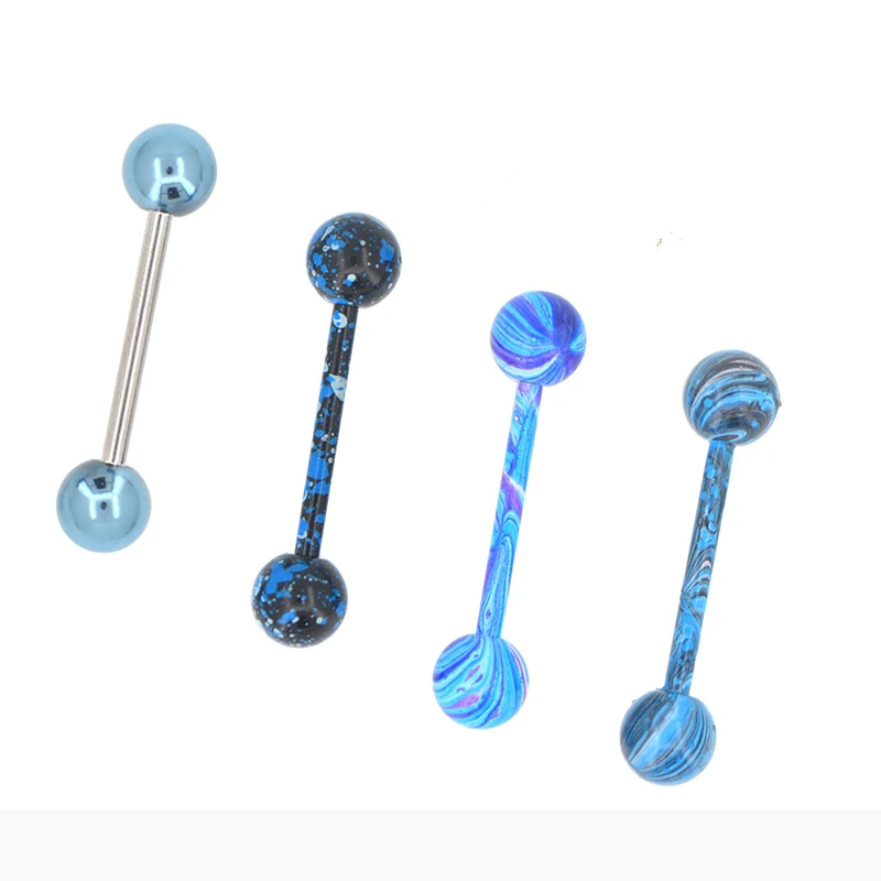 4pcs Тела, в панковском стиле, 4 шт./компл. Мода, ювелирное изделие для тела, голубой цвет шарики Пирсинг Кольца для пикантные Для женщин губ кольца аксессуары - Окраска металла: 4pcs
