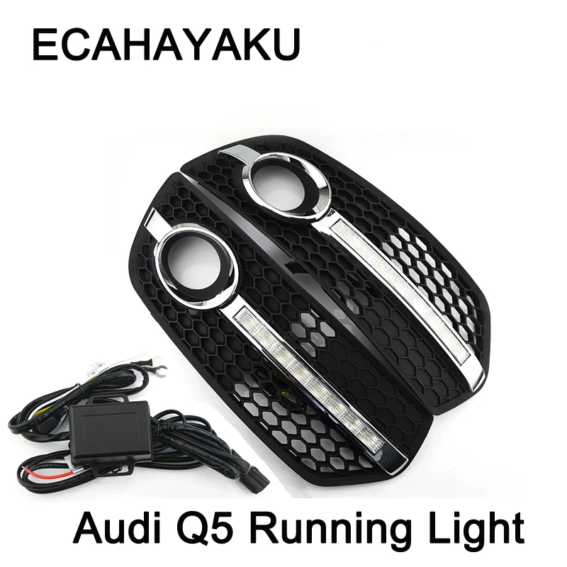 ECAHAYAKU 1 комплект DRL Для Audi Q5 2009 2010 2011 2012 светодиодный Противотуманные фары дневного