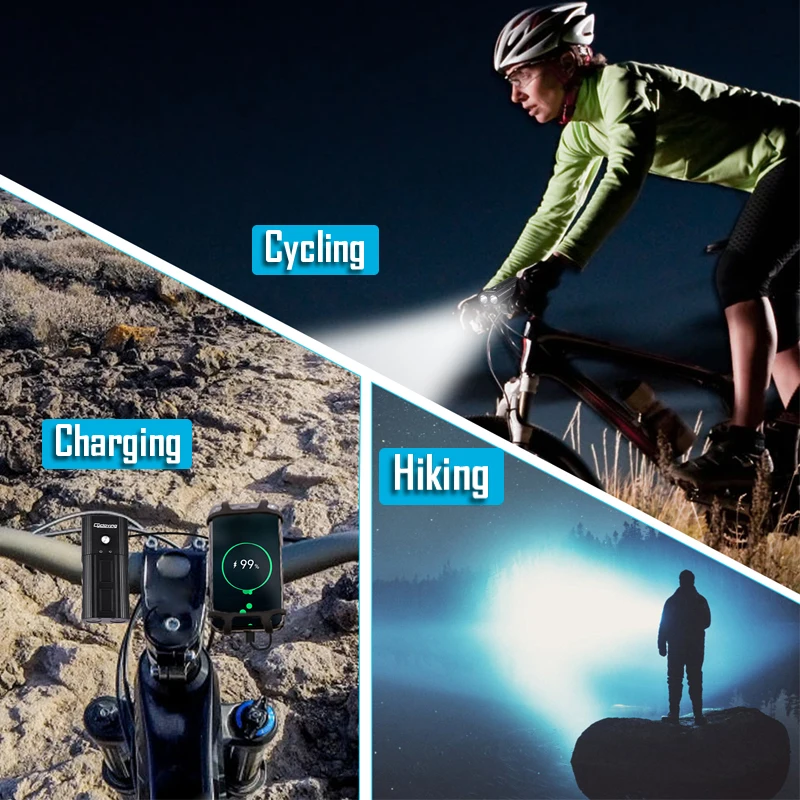 Велосипедный фонарь Cycloving 2 светодиодных перезаряжаемых аккумулятора 4000 мАч 2200