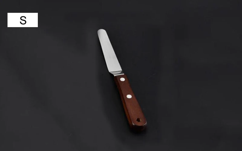 Bent S Профессиональный шпатель для торта из нержавеющей стали, прямой изогнутый глазурный шпатель с деревянной ручкой, нож-лопатка для торта - Цвет: Bent S