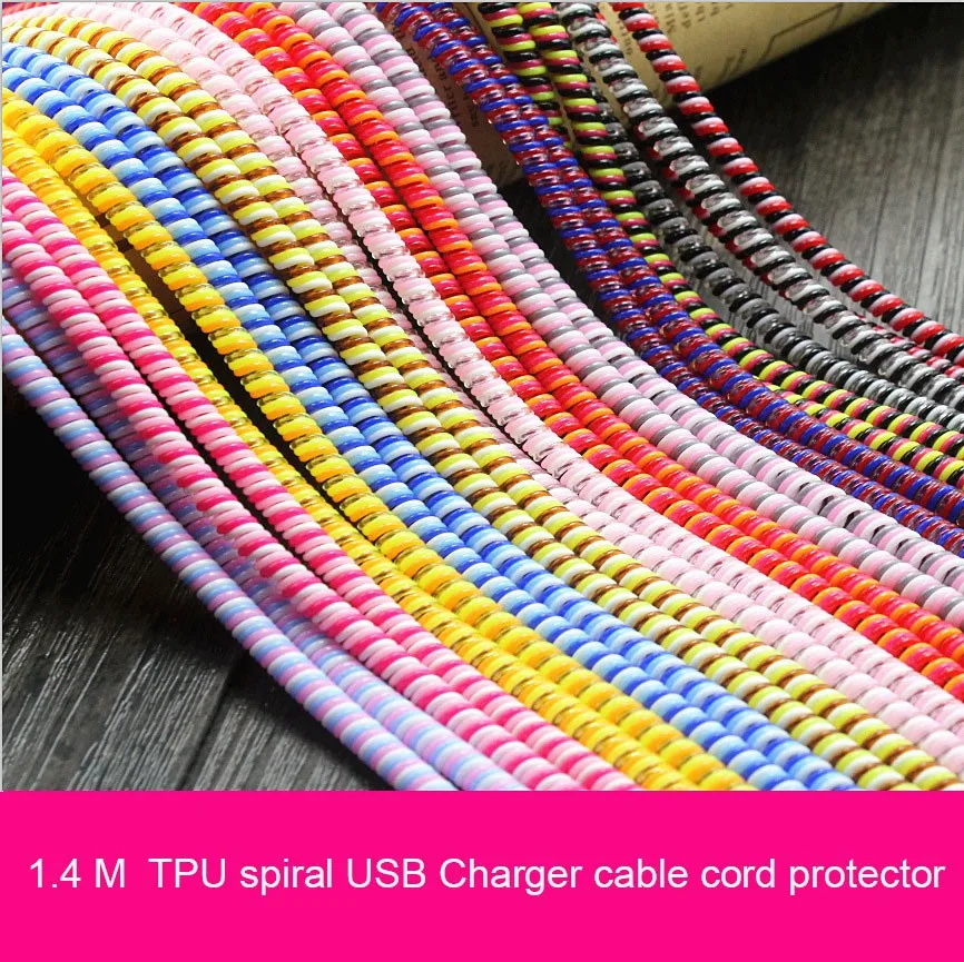 Спиральное USB зарядное устройство из ТПУ длина 1 4 м 2 шт. протектор сердцевины