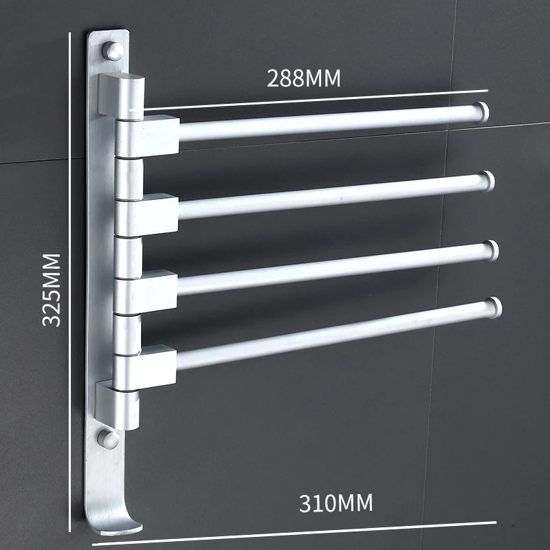 

European Space Aluminum Bathroom Towel Rack Rotating Rod Towel Rack Hotel Towel Rack 2/3/4/5 Bar Movable Pole Porta Toalha