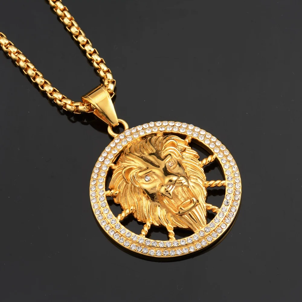 Goofan хип-хоп классический кулон в форме диска с головой льва ожерелье из