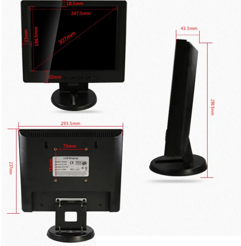 Новый 3 5 дюймовый ЖК дисплей 12 TFT монитор экран с входным интерфейсом (HDMI USB VGA BNC AV)
