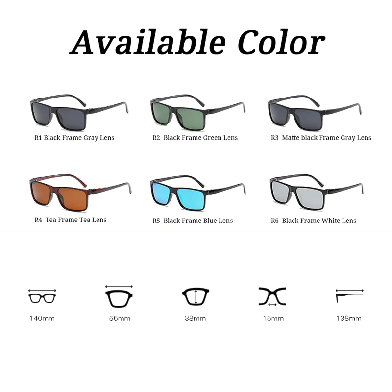 Мужские квадратные солнцезащитные очки RBUDDY брендовые дизайнерские с