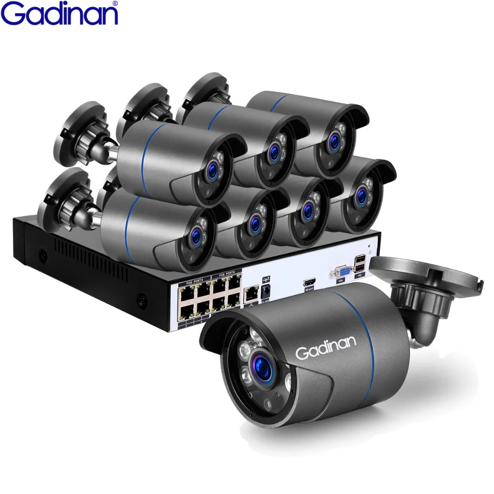 GADINAN 8CH 1080 P HDMI POE NVR комплект видеонаблюдения Камера Системы 2MP SONY IMX323 Открытый IP
