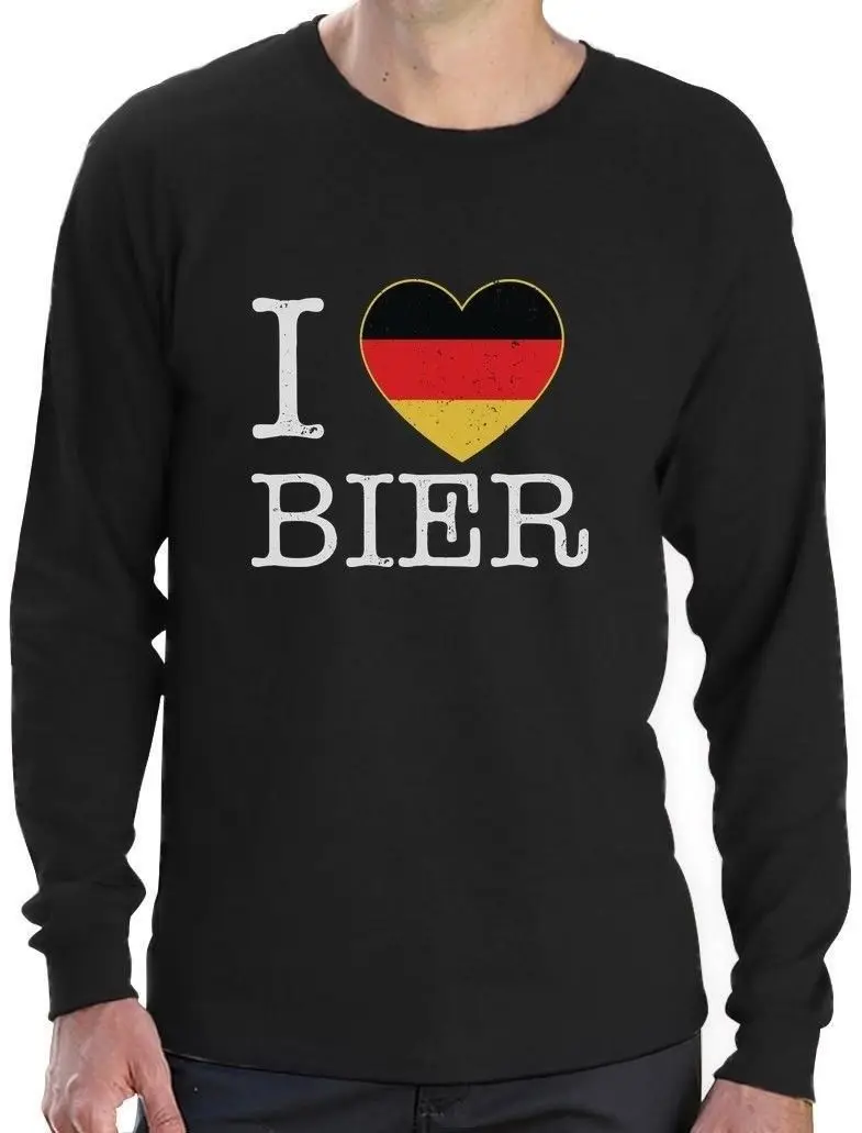 Футболка с длинными рукавами и немецким флагом I Love Bier Oktoberfest|Мужские футболки| |