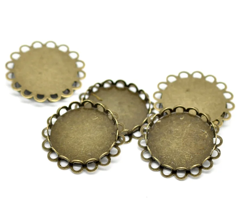 Рамка для кабошона из сплава DoreenBeads круглая рамка античной бронзы с кабошоном
