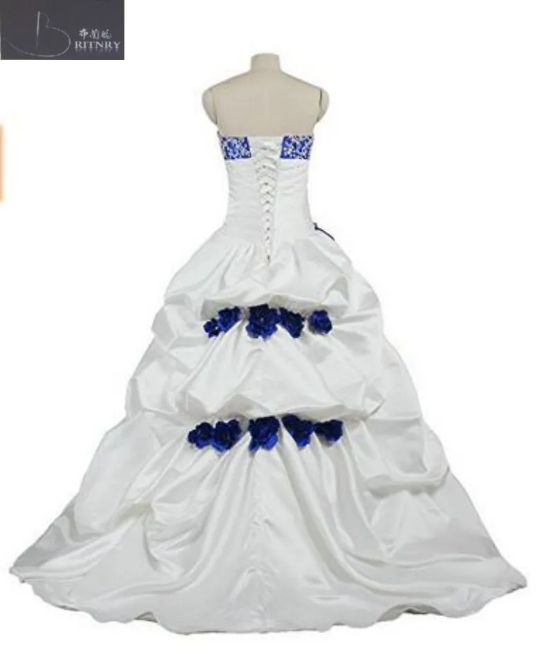 Свадебное платье в африканском стиле Королевского синего и белого цвета с