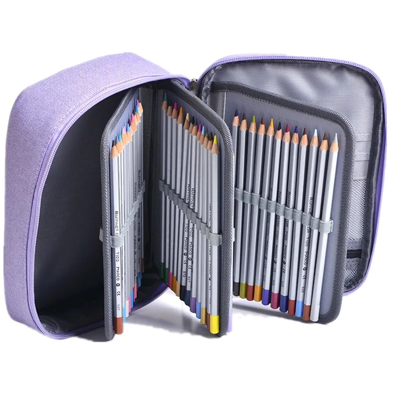 72 holes pencil case Multi-layer Canvas High Capacity Pen Art Supplies School Kawaii Pouch Bags Zipper Penalty Students For Gift |
