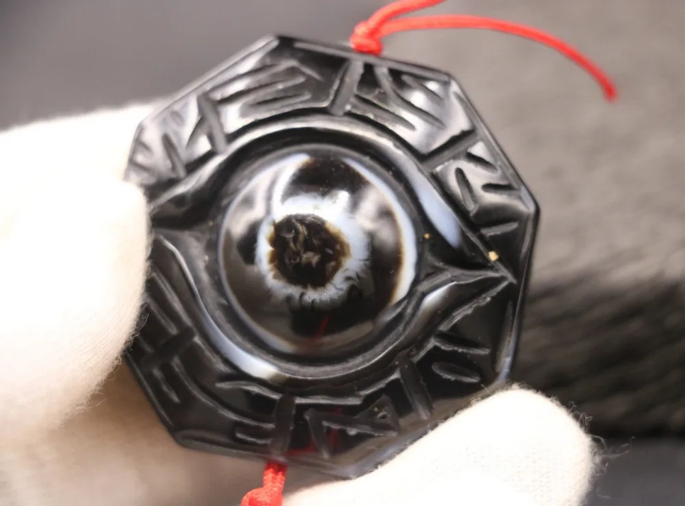 Тибетский оникс Yin Yang Bagua кулон с драгоценным камнем резьба по сокровищам LKbrother