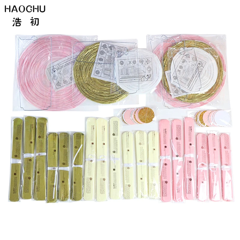 HAOCHU 26 шт. 2 метра сверкающая Бумажная гирлянда булочки золотые розовые помпоны из