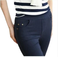 2018 plus size womens pencil pants women casual capris white black navy color female bottoming pants brand slim trousers