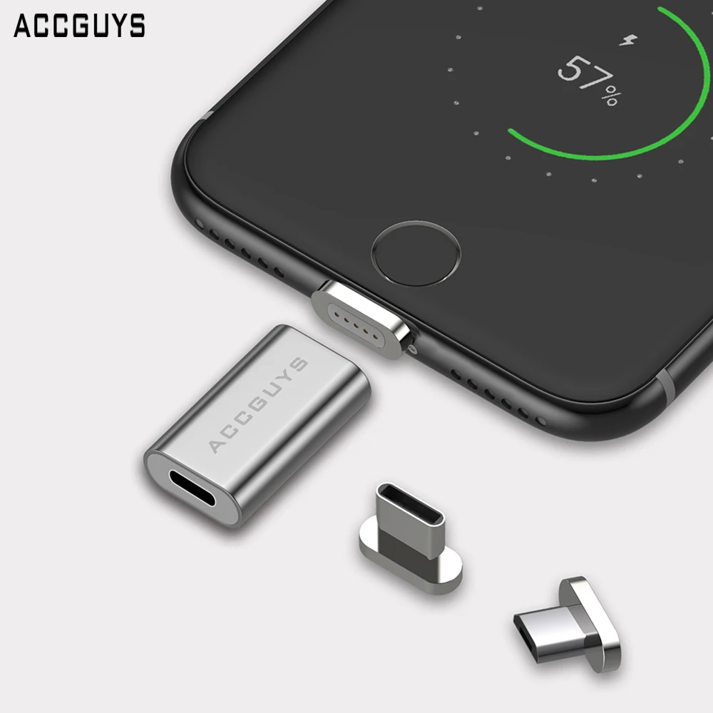 ACCGUYS Магнитный адаптер зарядный разъем для iPhone USB кабель Micro C Type OTG зарядное