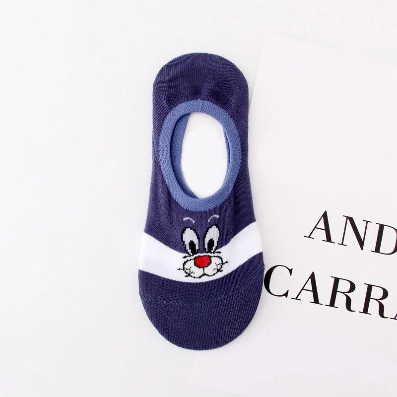 Navy Socks EIOISAPRA Весна/Лето милый мультфильм мужские носки Invisible Ship женские удобные Kawaii мультфильм носки Calcetines Mujer нескользящие носки - Цвет: Navy Socks
