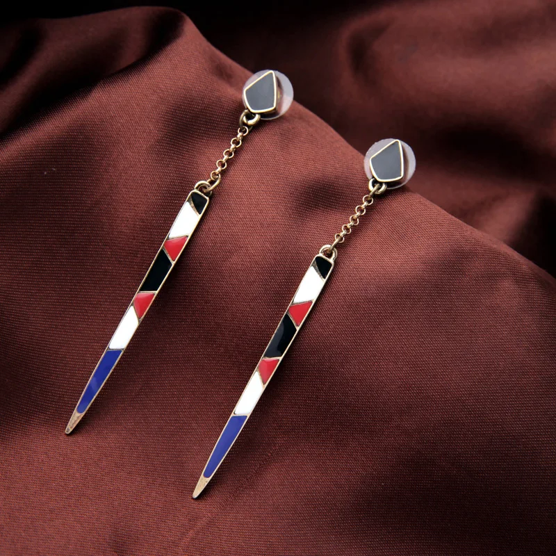 Брендовые дизайнерские новые разноцветные эмалевые длинные серьги оптовая