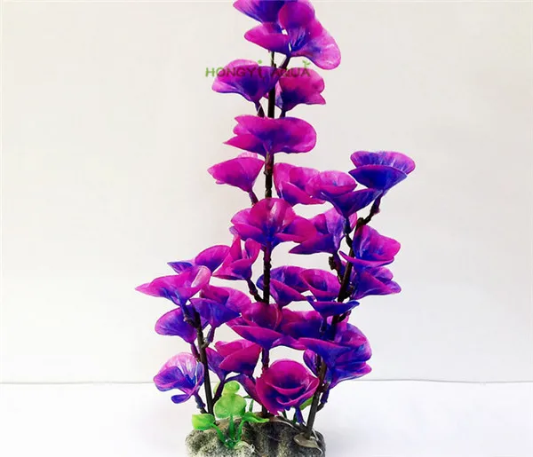1 piece plastic fish tank aquarium decoration landscape simulation aquatic plants green purple artificial flower 28cm | Дом и сад