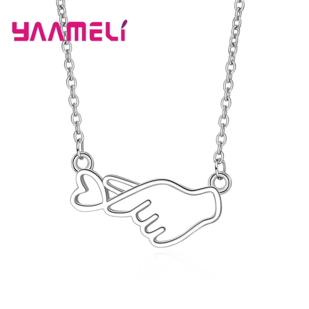 

Hot Selling 925 Silver New Punk Minimalist Love Design Pendants Necklaces For Women Jewelry Clavicle Chain Collier