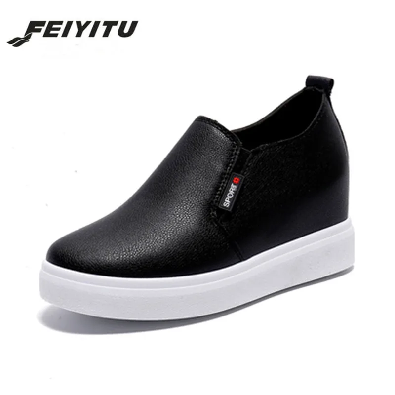 Женские кроссовки из ПУ кожи FeiYiTu весенние туфли на плоской платформе криперы
