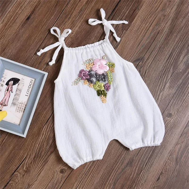 Новинка 2020 года Летний комбинезон без рукавов с объемной вышивкой и цветочным