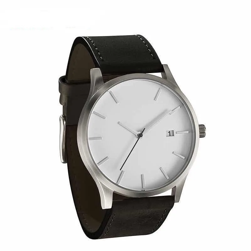 Reloj 2019 Мода Большой циферблат военные кварцевые мужские часы с кожаным ремешком