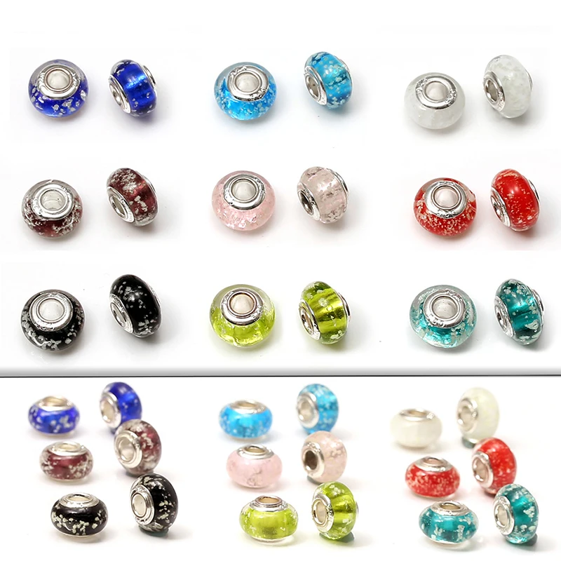 

2Pcs/Lot Color Edge Color Glass Fluorescent Beads Fit Original Brands Charms Bracelets Bangles Beaded Jewelry Gift
