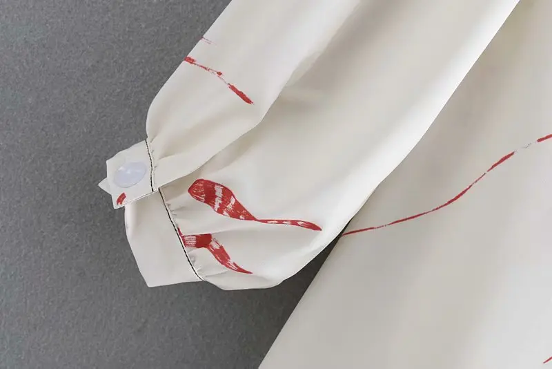 2019 Новое Женское Винтажное с рукавами-фонариками Печать повседневные свободные