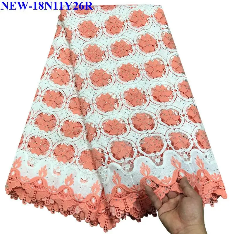 Hot selling High quality embroidered water soluble african cord lace guipure fabric with stones for sewing dress MMK01 | Дом и сад