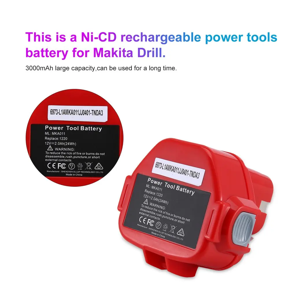 Для Makita 12V 2.0A 3000mAh Ni-CD аккумуляторная батарея для электроинструментов Makita дрель PA12 1220 1222 1235 1233S 1233SB