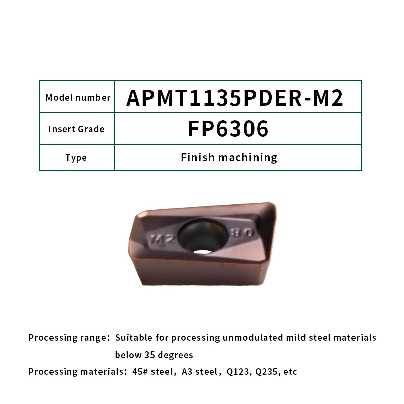 APMT1135PDER-M2-6306 FivePears 10 шт. APMT1135/1604PDER-H2 M2 TT твердосплавные вставки лицо мельница Фрезерный резак с ЧПУ инструмент - Длина режущей кромки: APMT1135PDER-M2-6306