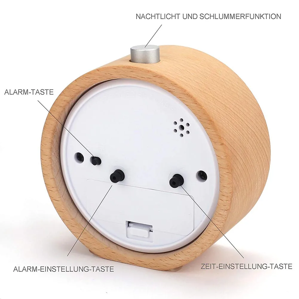 Горячая Распродажа маленькие часы будильник с ночным светом дерево классические