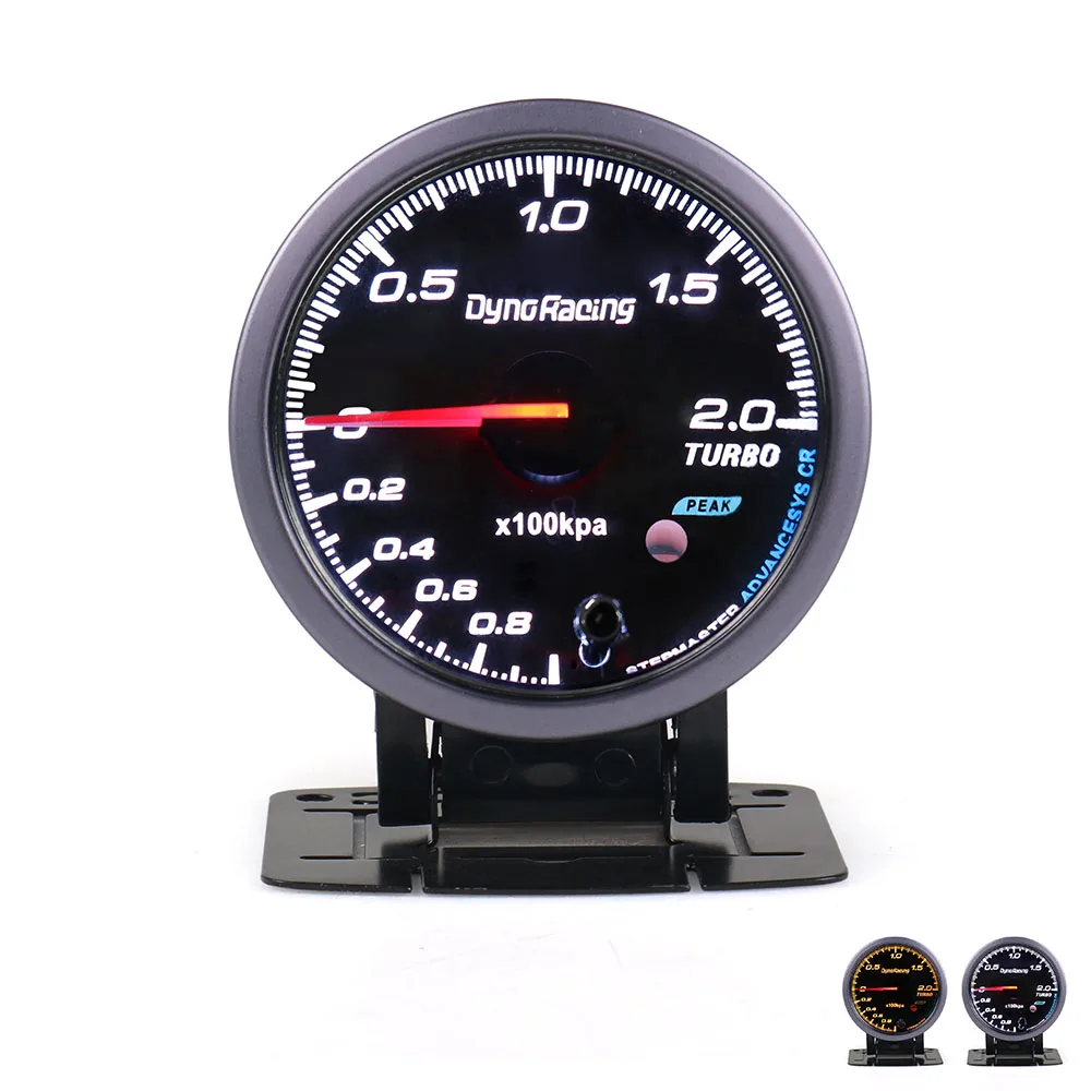 Dynoracing 60 мм черный Автомобильный турбо Boost gauge 2 бар с белым и янтарным освещением турбо boost метр/Автомобильный измеритель TT101478