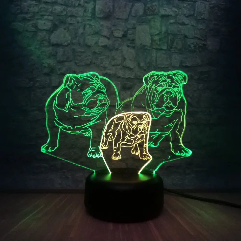 Смешанные цвета 3D светодиодный светильник животное собака RGB Освещение настольный ночник Иллюзия атмосферу спальня Dceor Luminaria рождественские подарки