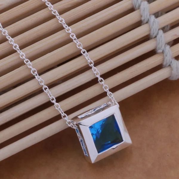 Женское ожерелье из серебра AN582 подвеска книга с синим камнем|necklace life|necklace ironnecklace