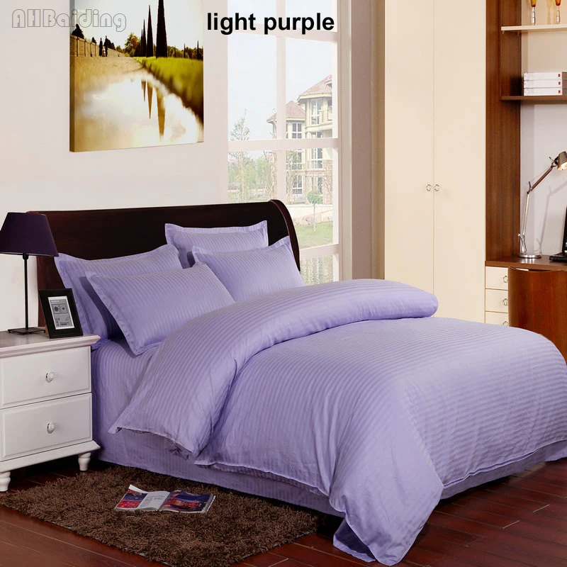 light purple Лидер продаж а-ля 60ые чистый белый полоски Отель пододеяльник хлопок сатин Стёганое одеяло крышка 160x210 см/180x220 см/200x230 см/220x240 см Sizes24 - Цвет: light purple