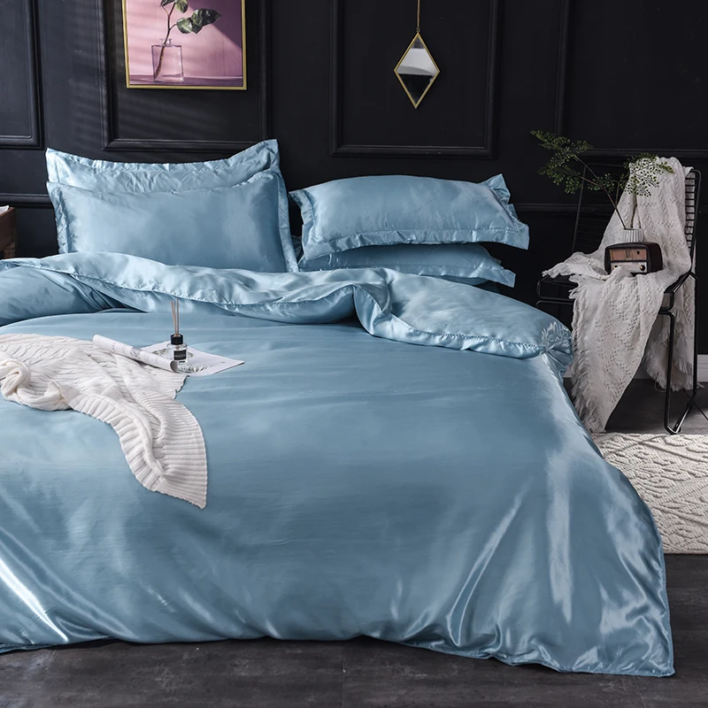 4 шт. пододеяльник из ледяного шелка простыня наволочка модный стиль для