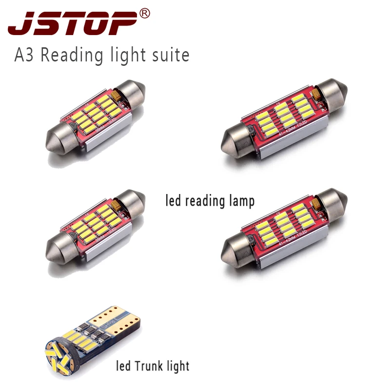 JSTOP 5 шт./компл. A3 светодиодные автомобильные лампы для чтения 41 мм canbus T10 W5W 12В 4014SMD