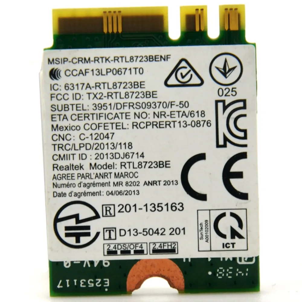 Realtek RTL8723BE 300 Мбит/с 802.11n M2 NGFF беспроводная карта Mini PCI E WiFi адаптер + Bluetooth 4 0 для Lenovo - Фото №1