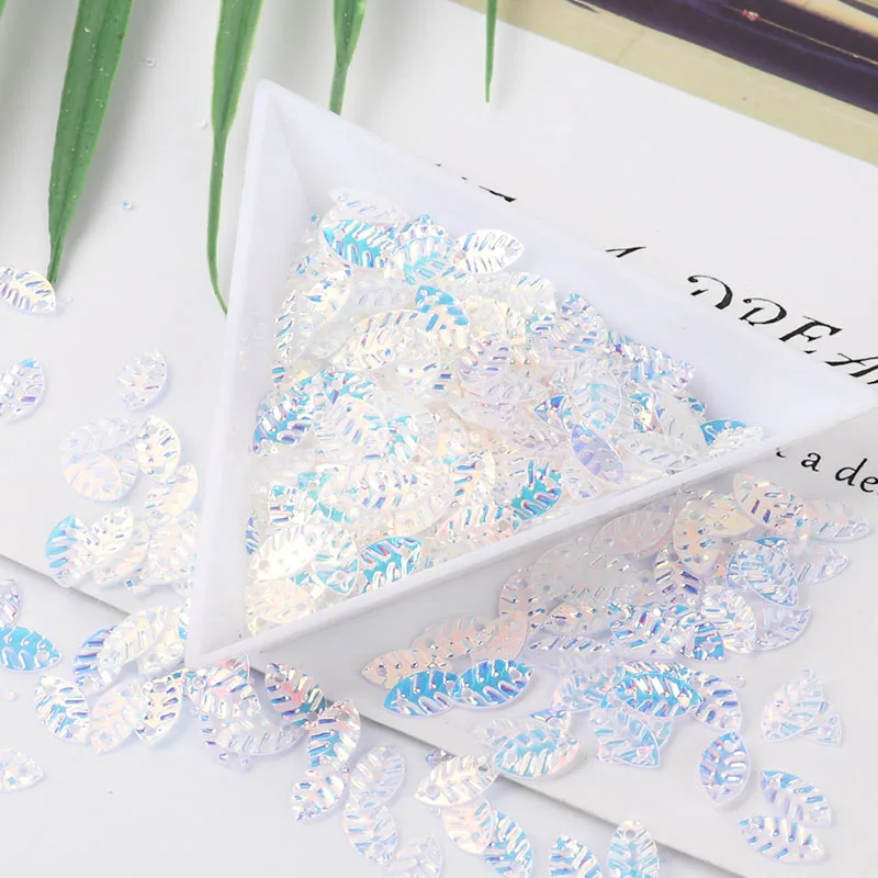 10g/Pack Blue Crystal 5*10mm Leaf Shape PET Loose Sequins Paillettes Nail Art manicure wedding confetti Diy Accessories | Дом и сад