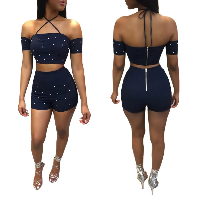 2018 Hot Women New Fashion Sexy Night Club Winter Vestidos Jumpsuits Ladies Party Rompers 2 Pieces Bodysuits Beadings Playsuits | Женская