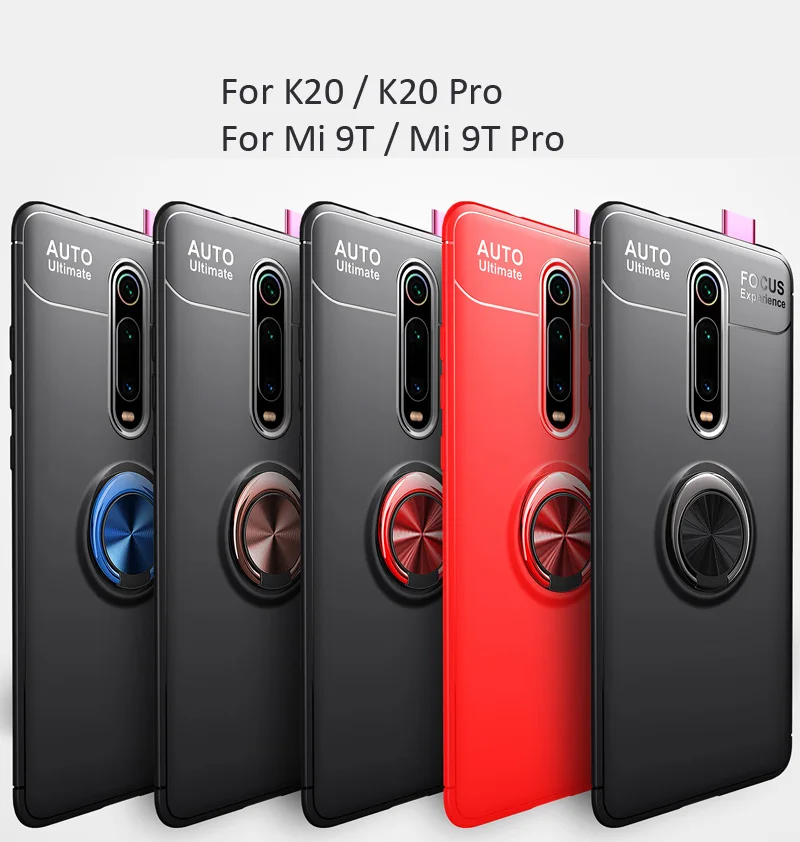 Автомобильный Магнитный чехол для Xiaomi Redmi K20 Pro Mi 9T прозрачный с кольцом