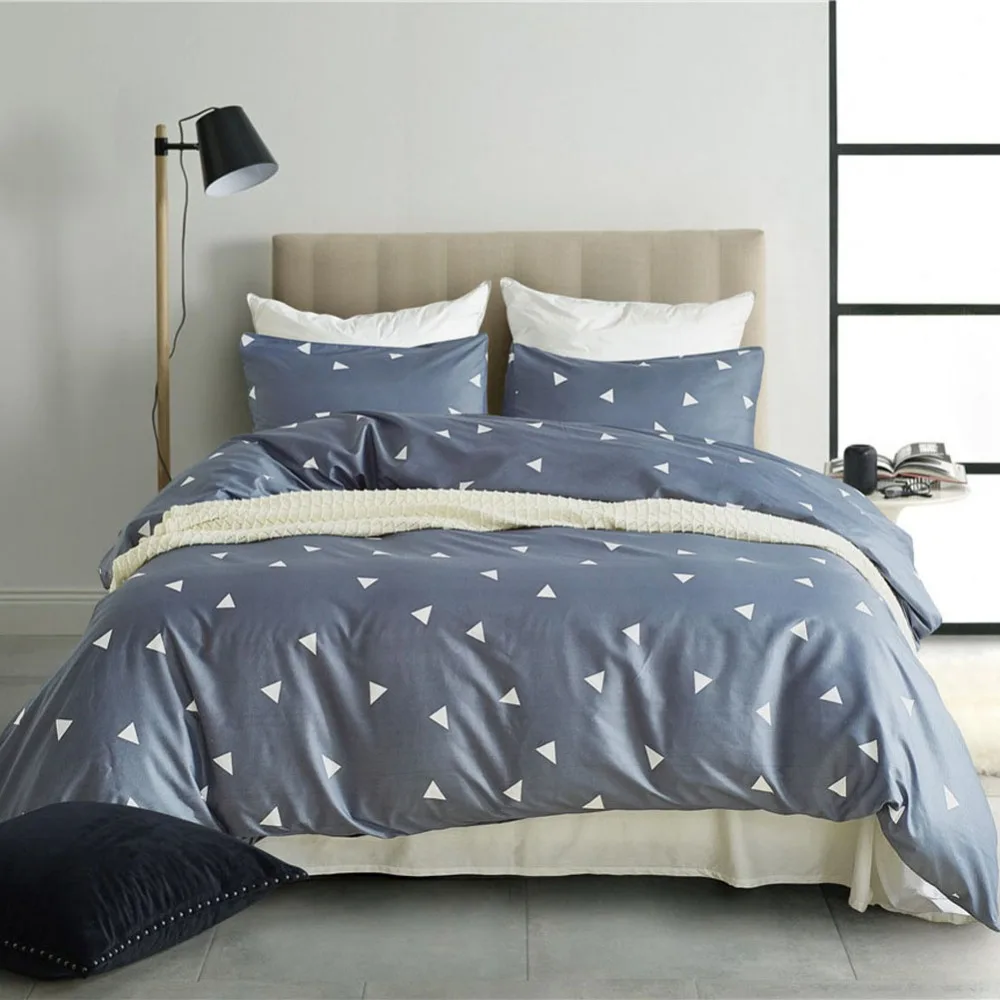 Modern Simple Style King Size Bedding Set Bedclothes Geometric Sanding Pillowcase Duvet Cover Sets Bedroom Home Textiles | Дом и сад