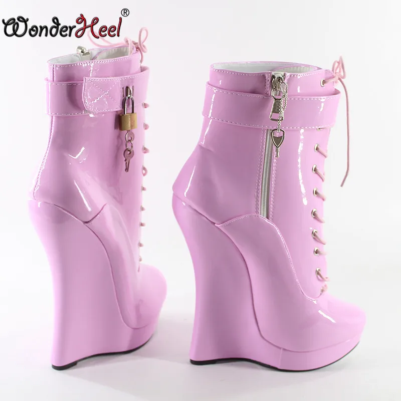 Wonderheel/Новинка; ботильоны на очень высоком каблуке 18 см и платформе 3 см с застежкой-молнией; пикантные женские ботинки с замком