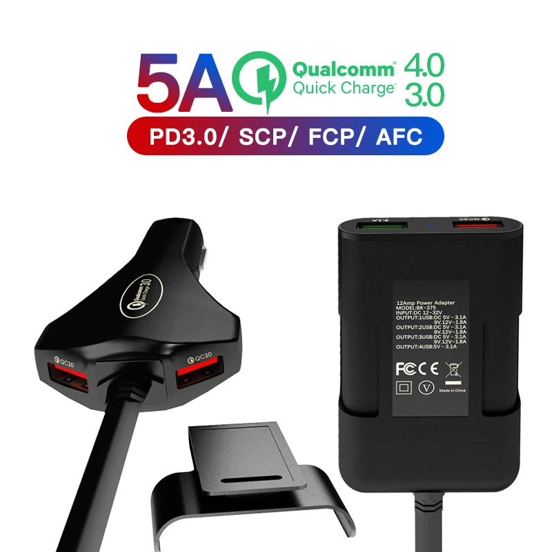 4 порта USB быстрая зарядка 3 0 для переднего/заднего сиденья автомобильное