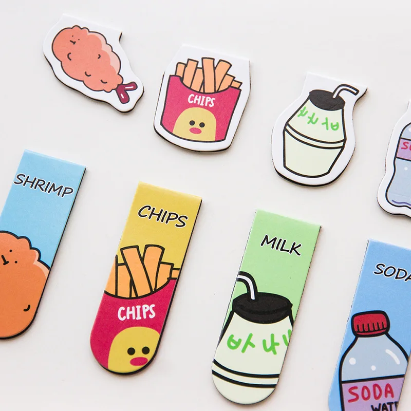 Магнитные каваи животных закладки милый кот Bookmarks для книг с фруктами фрукты