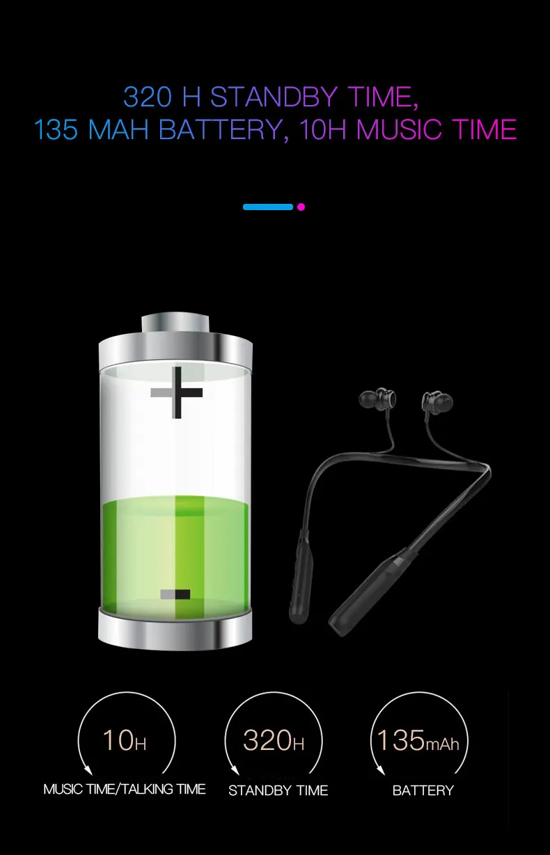 Bluetooth беспроводной наушник улучшенный V4.2 CSR чип Шейная гарнитура CVC